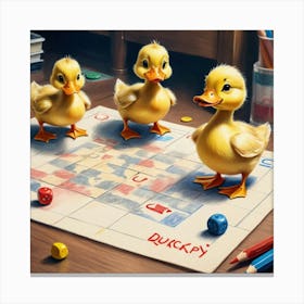 Ducks On A Board 1 Canvas Print