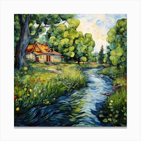 Riverside Rhapsody: Impressionist Brushwork" Canvas Print