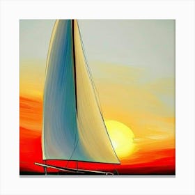 Sailboat At Sunset Canvas Print