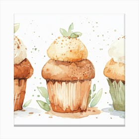 Watercolor Cupcakes 1 Canvas Print