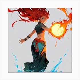 Fireball The Magic of Watercolor: A Deep Dive into Undine, the Stunningly Beautiful Asian Goddess Canvas Print
