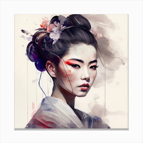 Watercolor Modern Geisha #8 Canvas Print