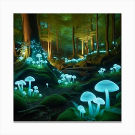 Mushrooms In The Forest 1 Canvas Print