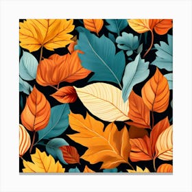 Autumn Leaves Seamless Pattern 15 Canvas Print