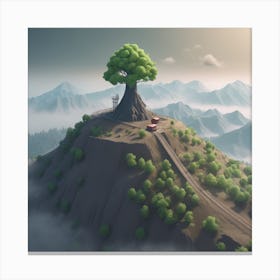 Tree On Top Of Mountain 6 Canvas Print