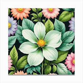 Seamless Floral Pattern 6 Canvas Print