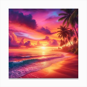 Sunset At The Beach 1 Canvas Print