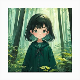 Anime Girl In The Forest 4 Canvas Print