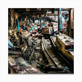 Abandoned Toy Train Factory Canvas Print