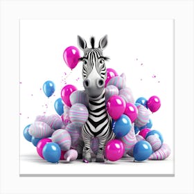 Zebra With Balloons 1 Canvas Print