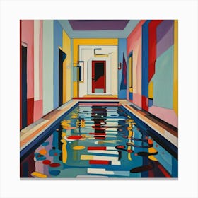 Pool By Person Canvas Print