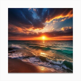 Sunset On The Beach 872 Canvas Print