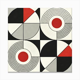 Abstract Circles Red Black White Geometric Art Abstract Digital, Modern Wall Print, High-Resolution Design Stampe su tela