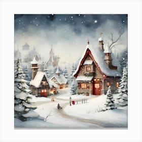 Chromatic Snowflakes: Christmas Watercolour Fantasy Canvas Print