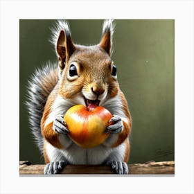 Squirrel Eating Apple 1 Canvas Print