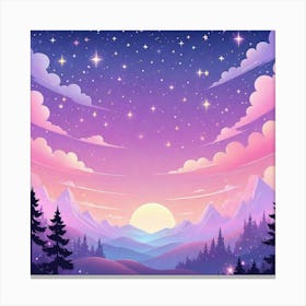 Sky With Twinkling Stars In Pastel Colors Square Composition 121 Canvas Print