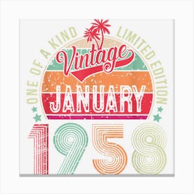 65 Years Old Vintage January 1958 65th Birthday Men Women Canvas Print