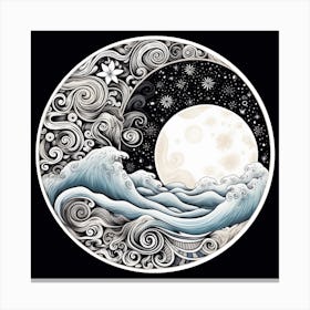 Moon And Waves 22 Canvas Print