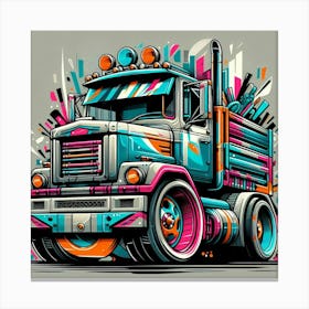 Truck Vehicle Colorful Graffiti Canvas Print