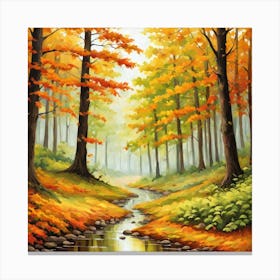 Forest In Autumn In Minimalist Style Square Composition 242 Canvas Print