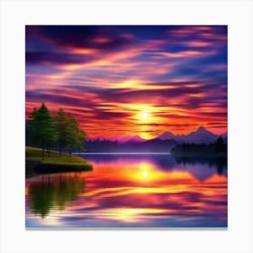 Sunset Over Lake 32 Canvas Print