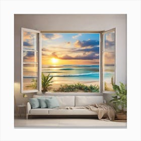 Sunset Over The Beach Canvas Print