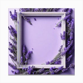 Lavender Frame On Purple Background 8 Canvas Print