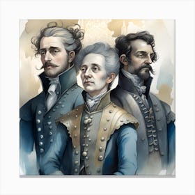 Three Kings Monochromatic Watercolor Canvas Print