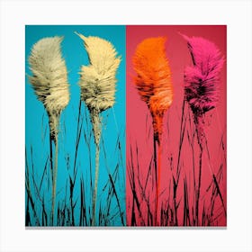 Andy Warhol Style Pop Art Flowers Fountain Grass 2 Square Canvas Print