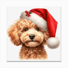 Poodle In Santa Hat 7 Canvas Print