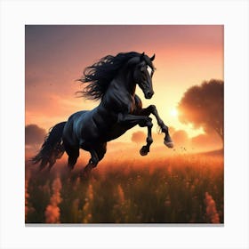 Horse Galloping At Sunset Canvas Print