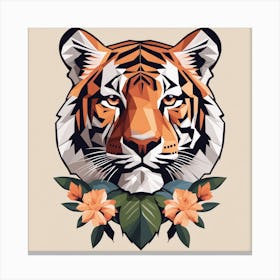 Floral Tiger Low Poly Painting (5) Canvas Print
