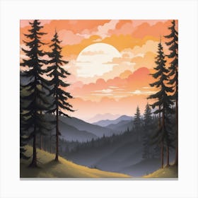 Sunset In The Mountains Canvas Print