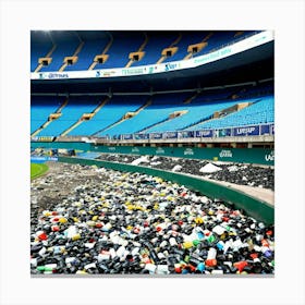 Stadium Rubbish Litter Trash Debris Pollution Garbage Waste Environment Cleanup Waste Man (18) Canvas Print