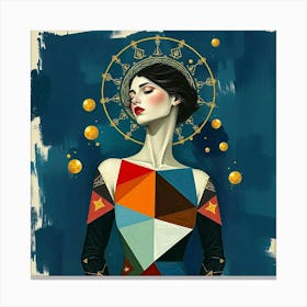 Woman In A Geometric Dress #2 Canvas Print