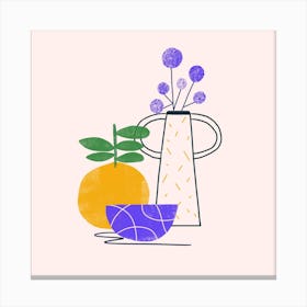 Orange And Jug Square Canvas Print