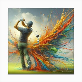 Golfer Splashing Paint Canvas Print