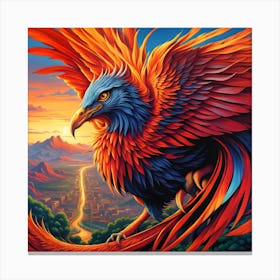 Searing Serenity: A Phoenix's Paradise Canvas Print