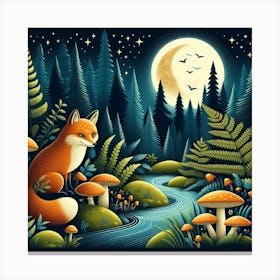 Fox and forest 1 Canvas Print