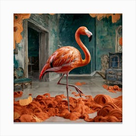 Flamingo Dreams A Surreal Tribute to Van Gogh's Golden Style 5 Canvas Print