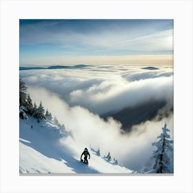 Skier In The Clouds Canvas Print