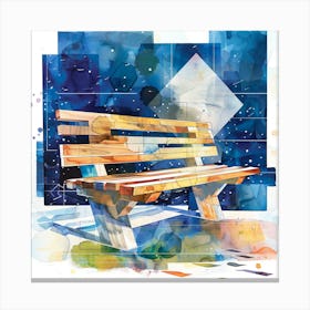 Watercolor Of A Wooden Bench Canvas Print