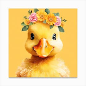 Floral Baby Duck Nursery Illustration (46) Canvas Print