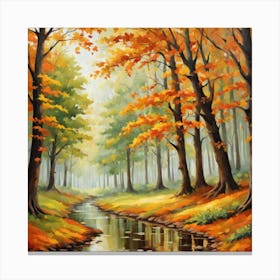 Forest In Autumn In Minimalist Style Square Composition 296 Canvas Print