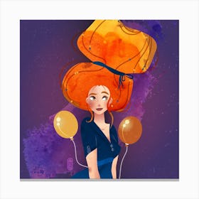 Girl With Balloons Canvas Print