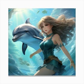 Girl and Dolphin 1 Canvas Print