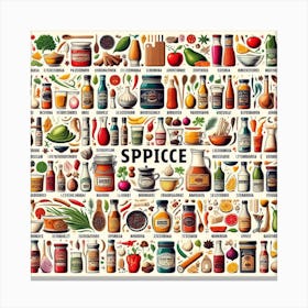 Spice Icons Set Canvas Print