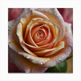 Pink Rose With Water Droplets 1 Canvas Print