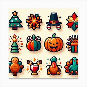 Thanksgiving Icons 1 Canvas Print