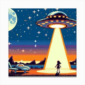 8-bit alien abduction 1 Canvas Print